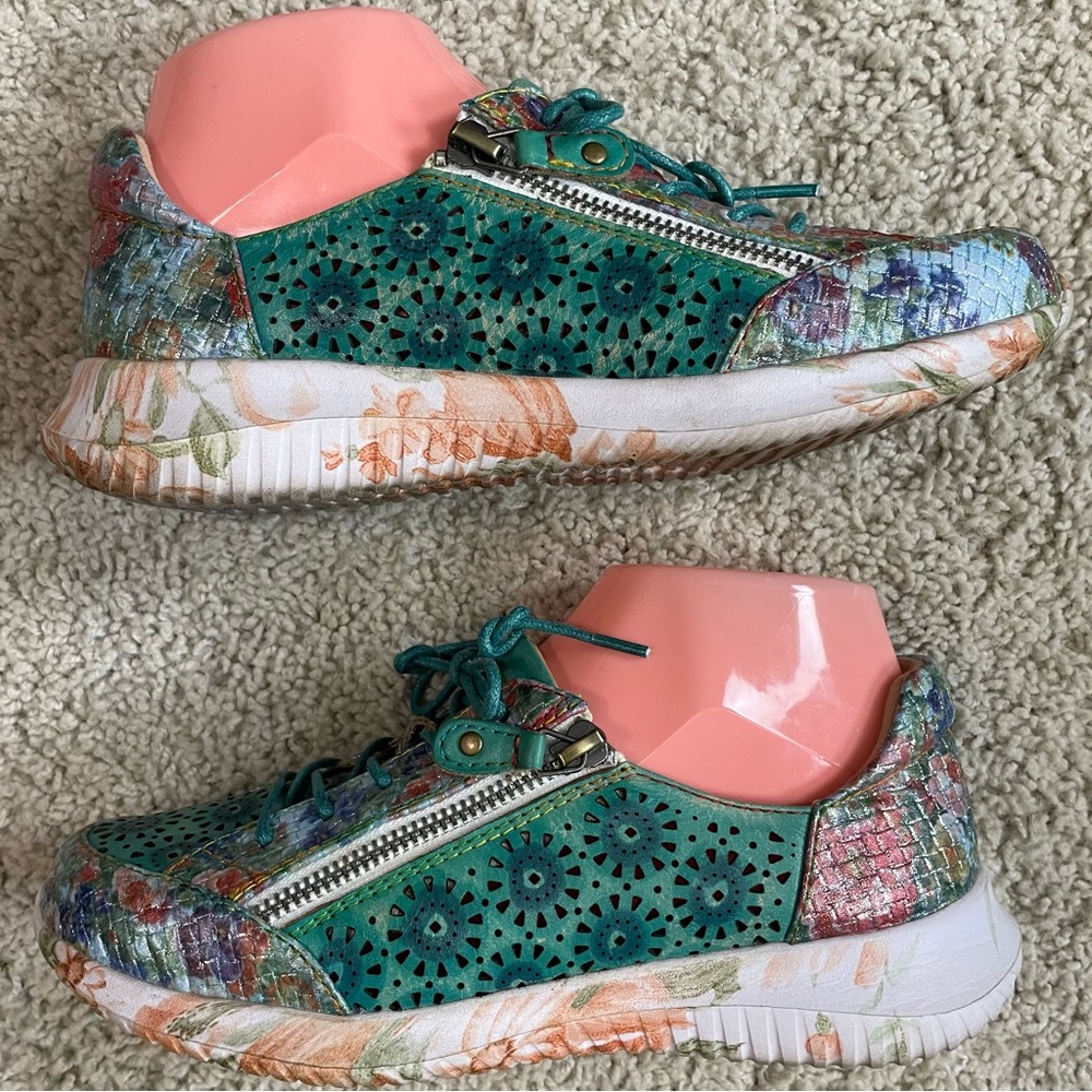 L'ARTISTE Spring Step JAZZIE Turquoise LEATHER Side Zip SNEAKERS Shoes  36 - Picture 4 of 6